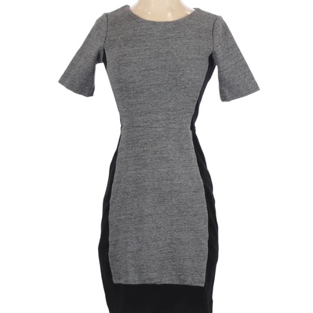 J. Crew Gray and Black Colorblock Bodycon Dress